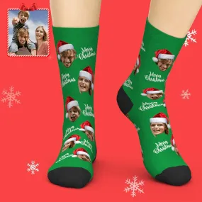 3D Preview Custom Face Socks Add Pictures Christmas Socks - Merry Christmas