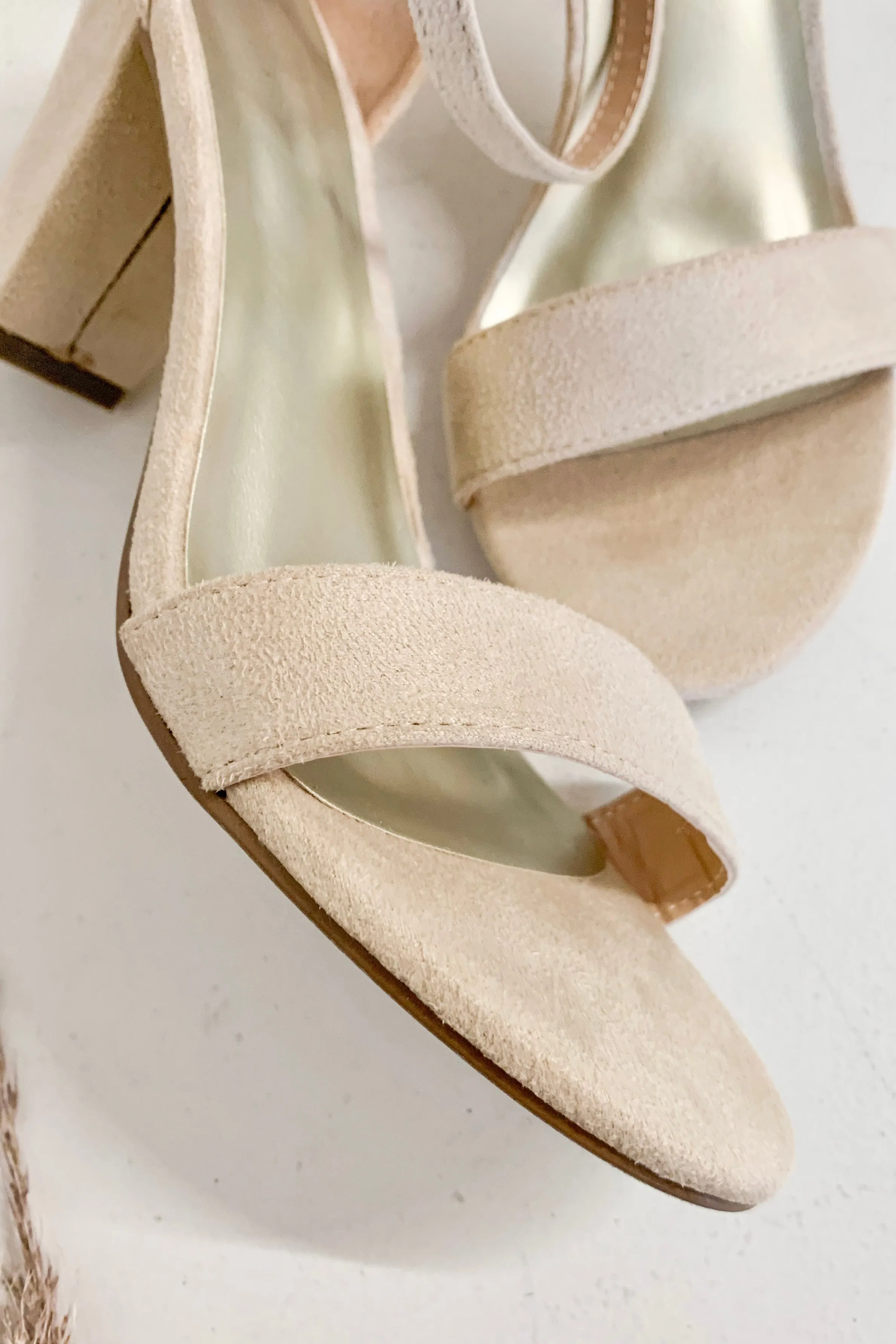 Amy Suede Block Heels | Nude