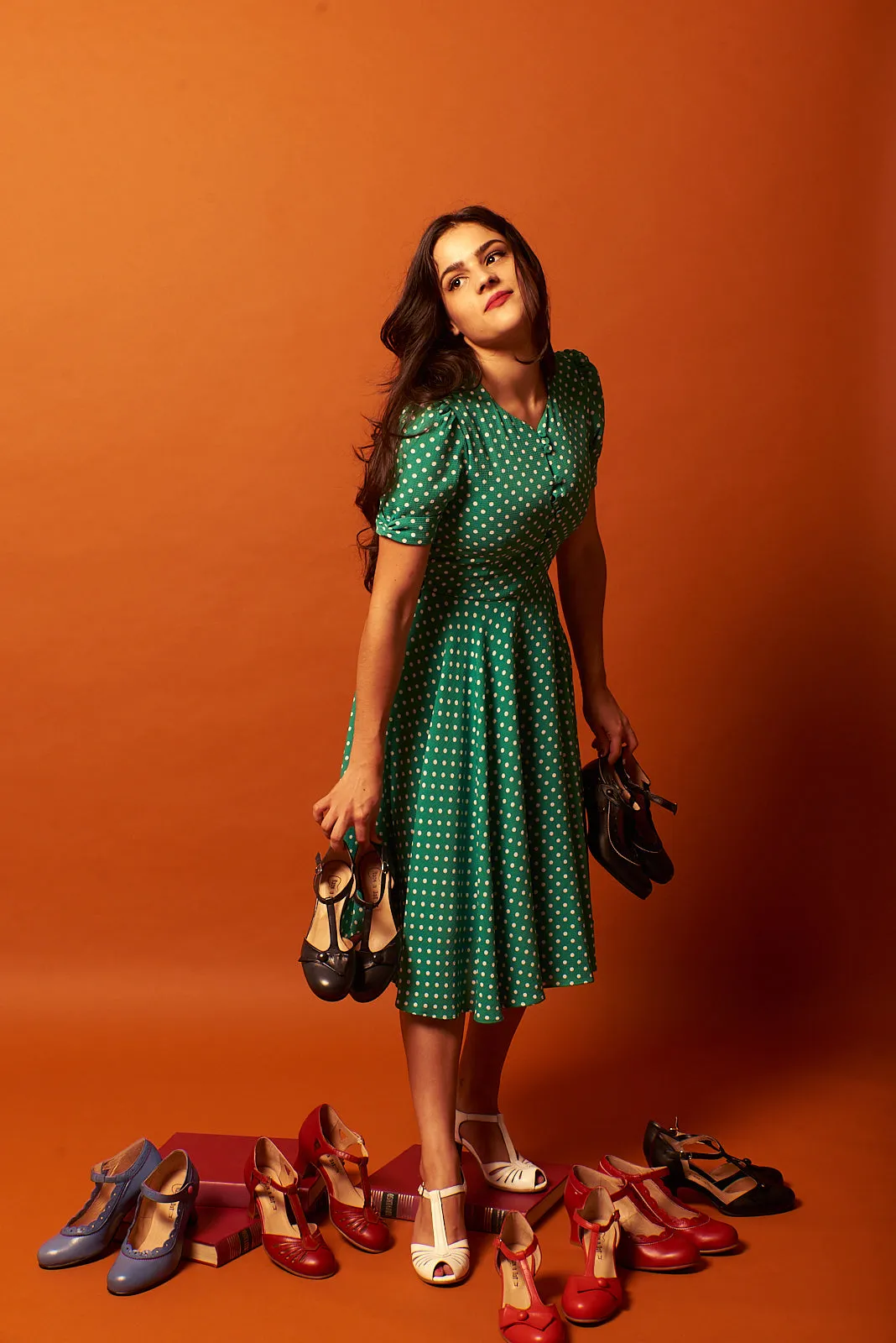 Annmarie Green & Cream Dots Dress