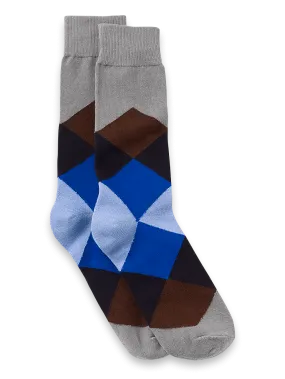 Argyle Cotton Blend Sock - Grey Multi