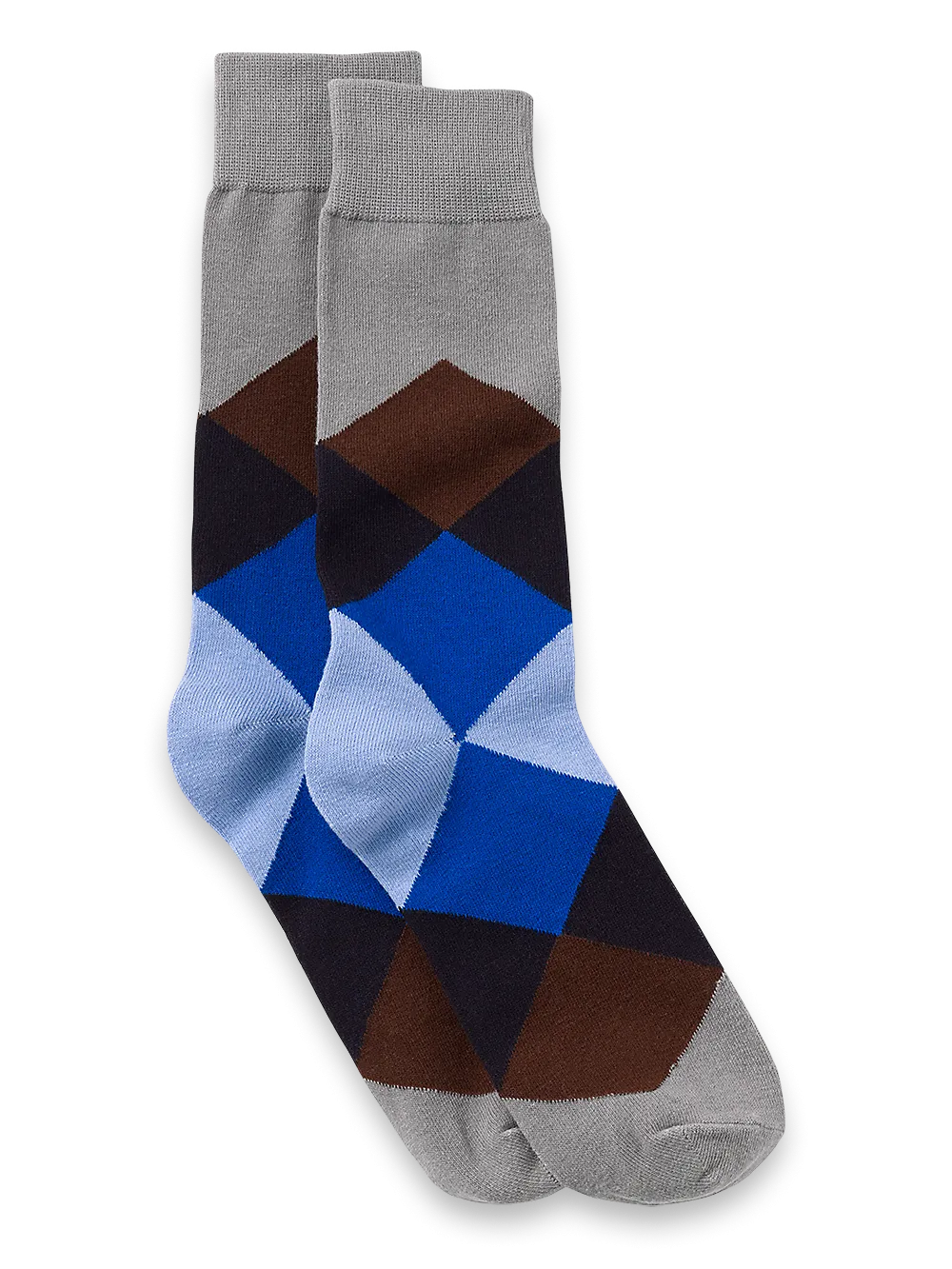 Argyle Cotton Blend Sock - Grey Multi