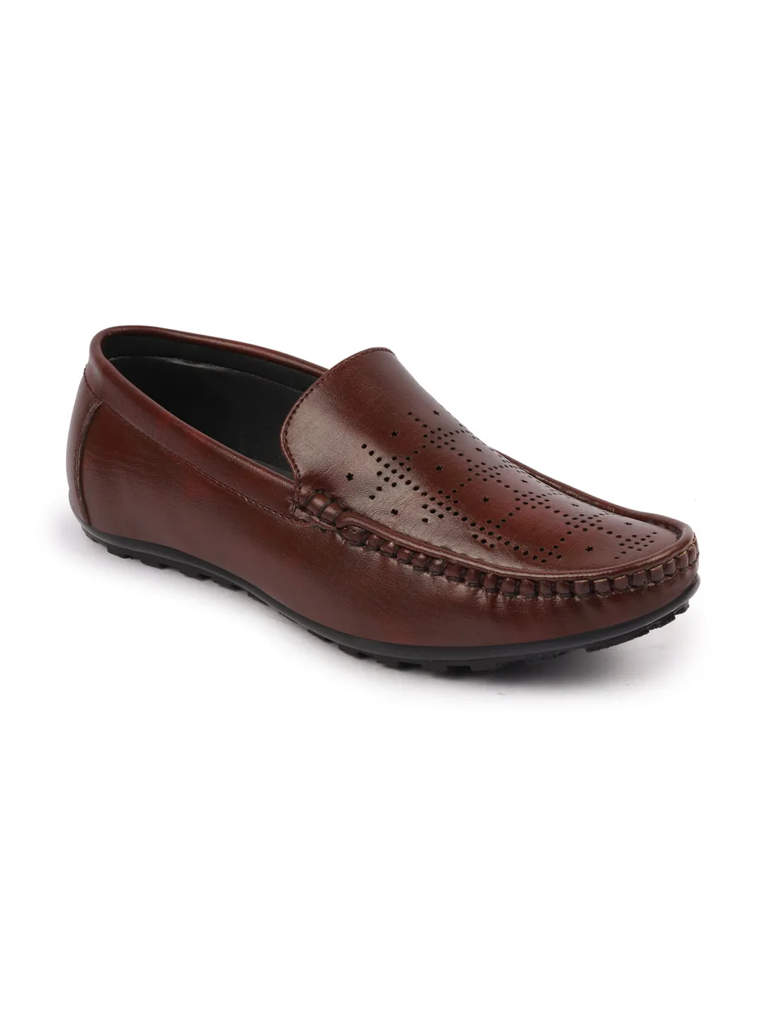 Basics Men Brown Casuals Flexible Hand Stitched Slip On Shoes Moccasin and Loafers