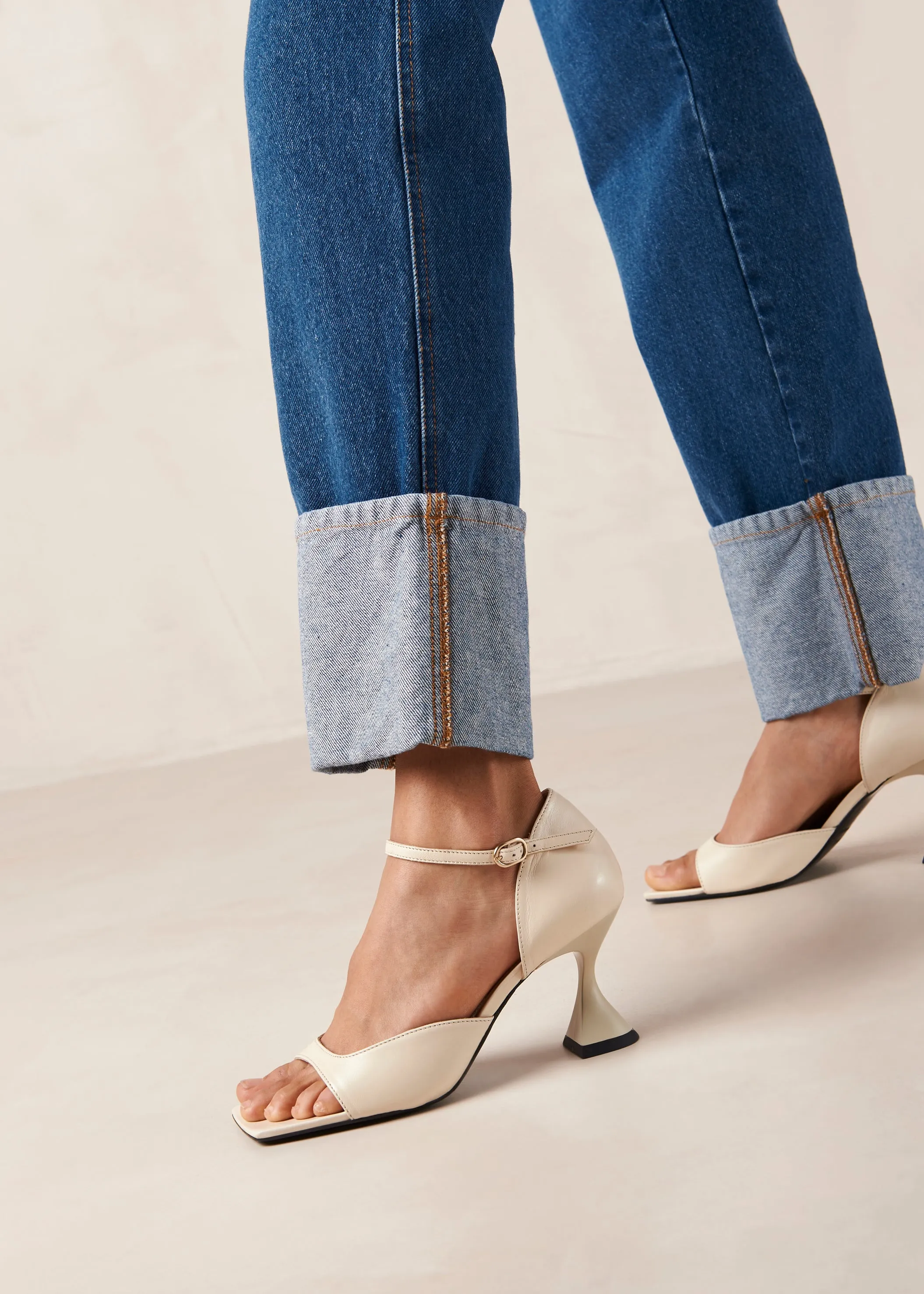 Beijos Cream Leather Sandals