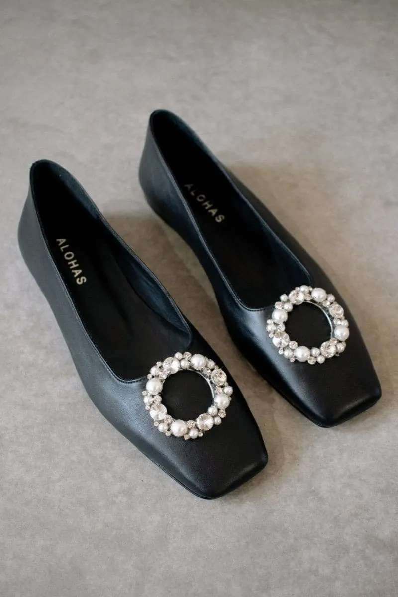 BELLA CRYSTAL BLACK FLATS