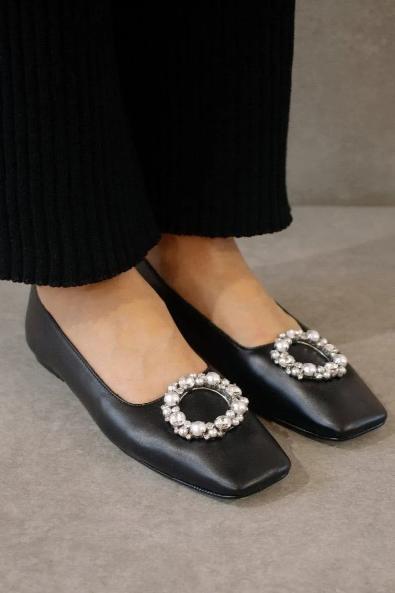 BELLA CRYSTAL BLACK FLATS