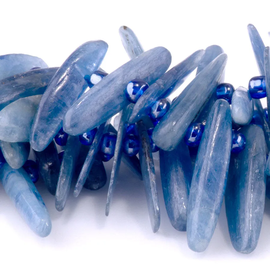 Blue Kyanite 5x10-20mm Top Drill Teeth - 15-16 Inch