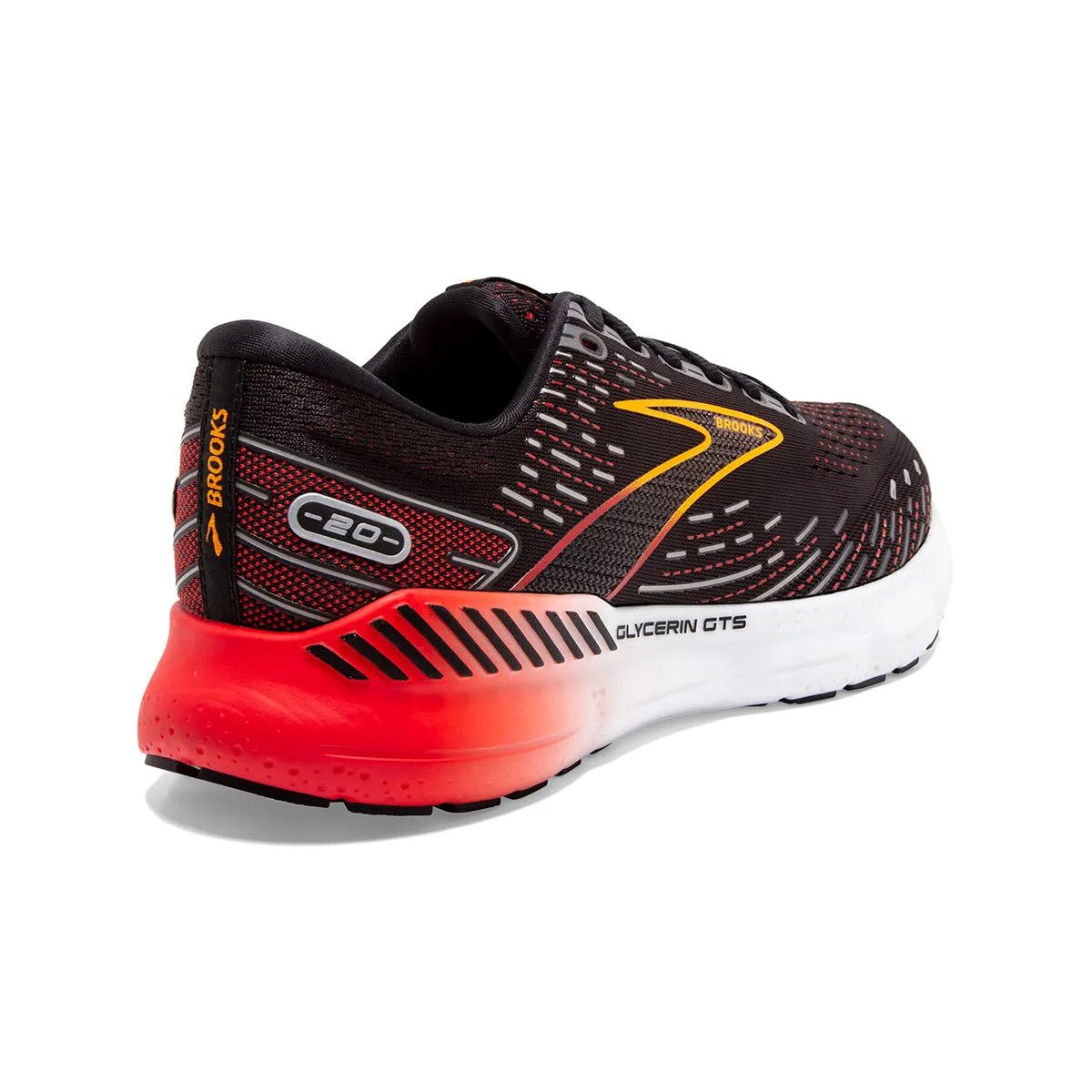 Brooks Glycerin GTS 20 Mens | Black/blackened Pearl/fiery Red