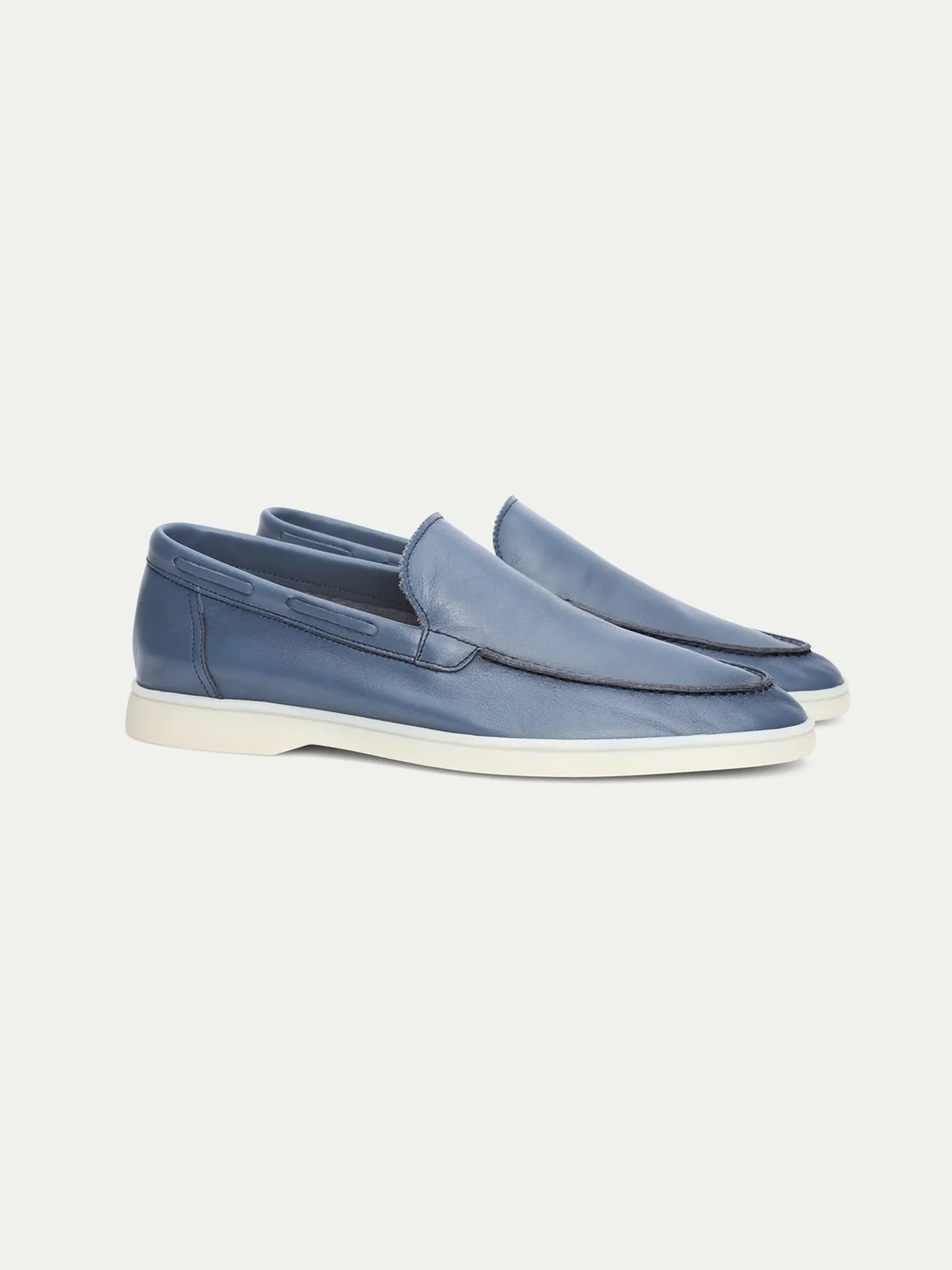 Capri Blue Leather Yacht Loafers