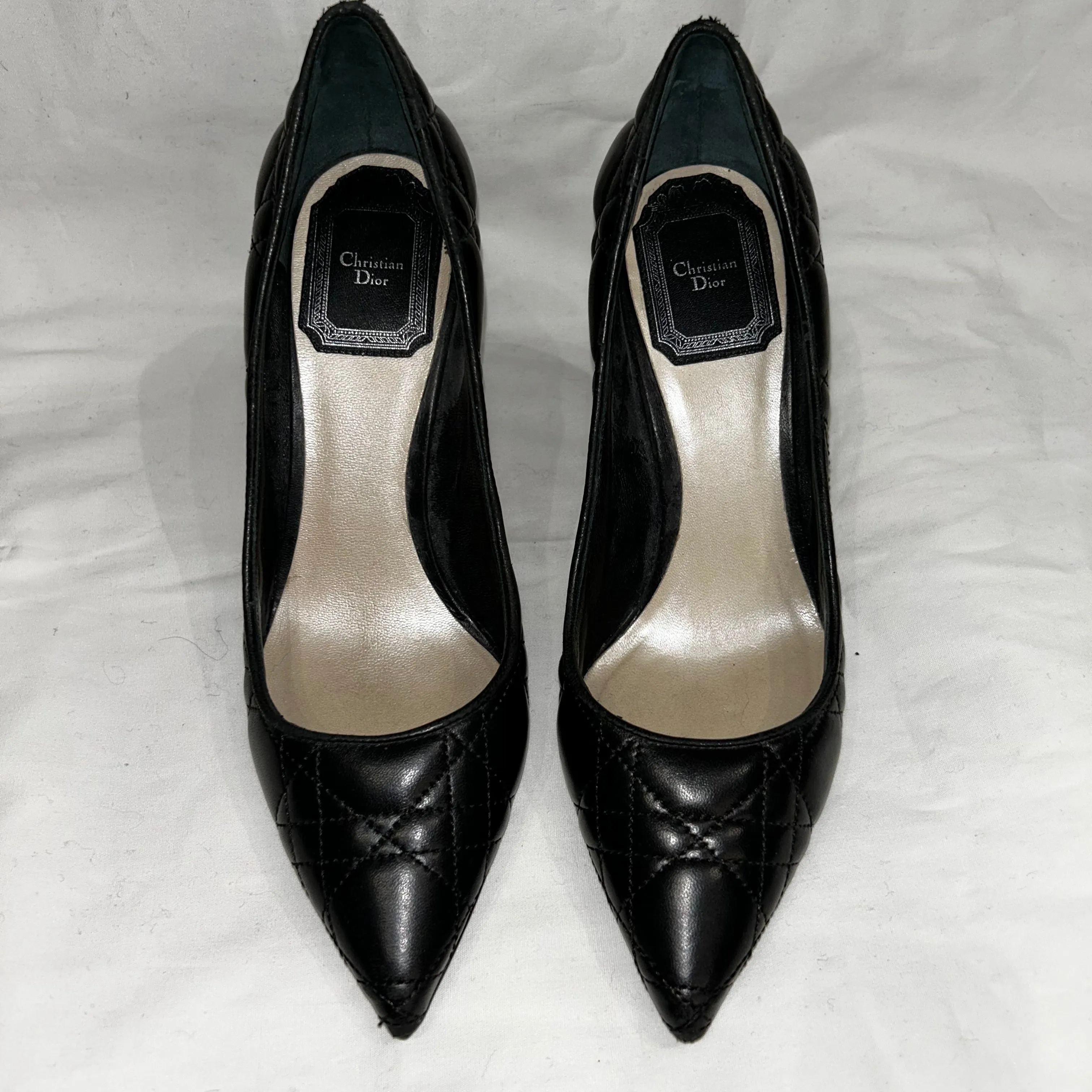 Christian Dior Black Quilted Cannage Heels 35