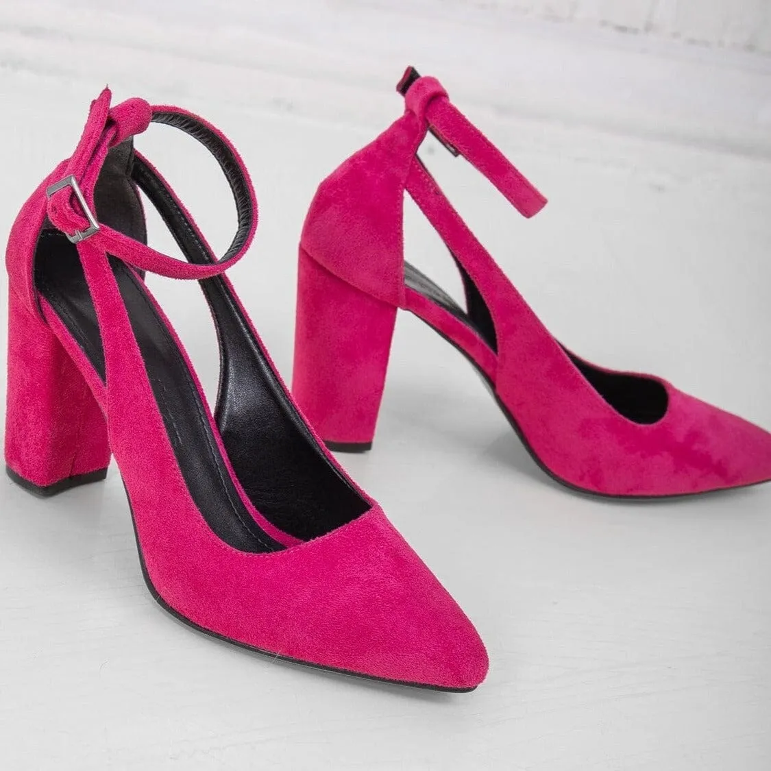 Colette Vegan Suede Block Heels | Pink