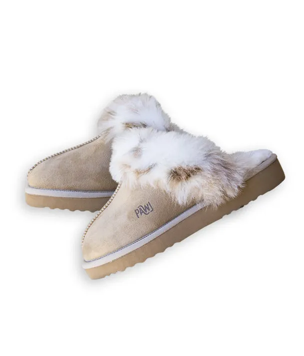 [Defective] PAWJ Slippers | Tan / Snow Leopard