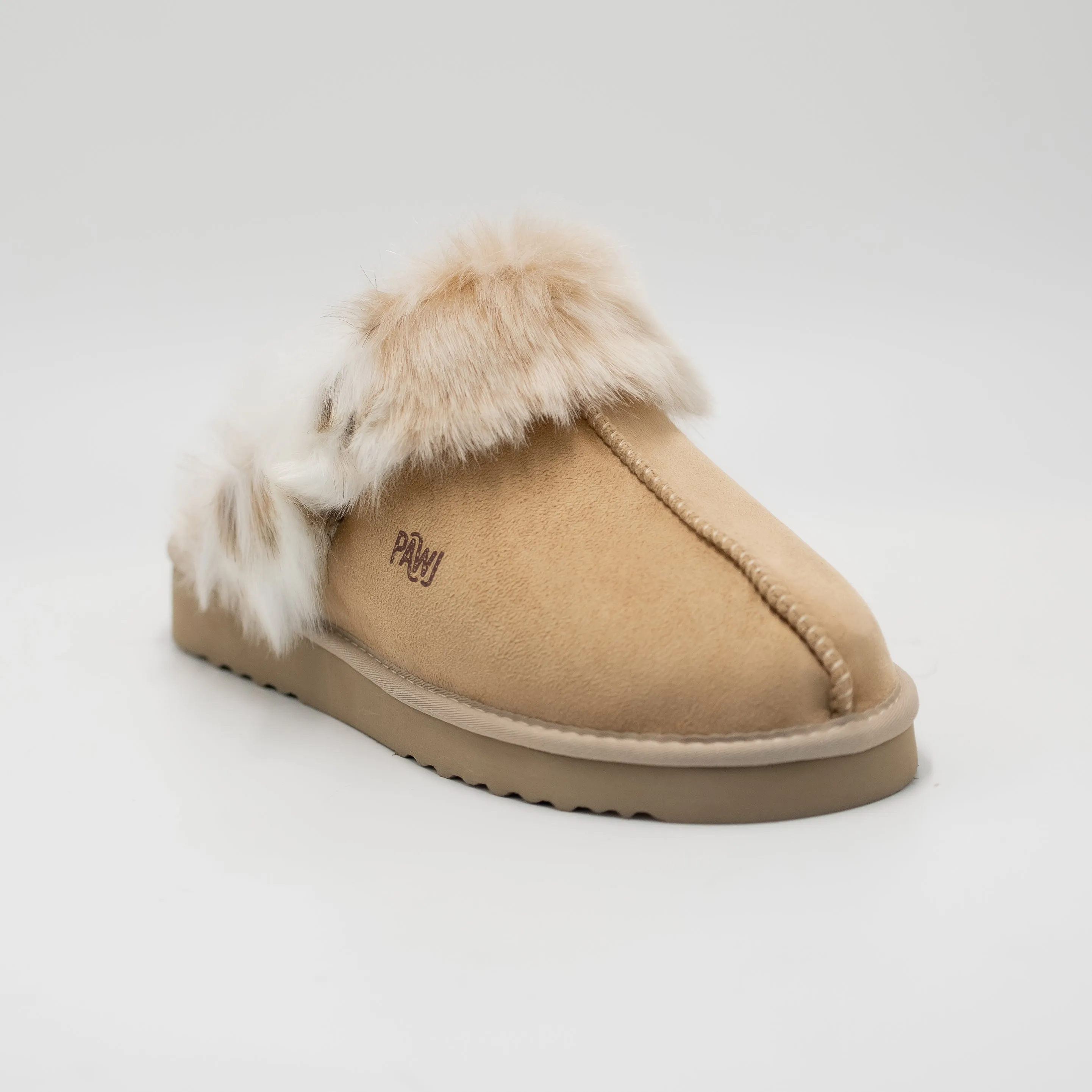 [Defective] PAWJ Slippers | Tan / Snow Leopard