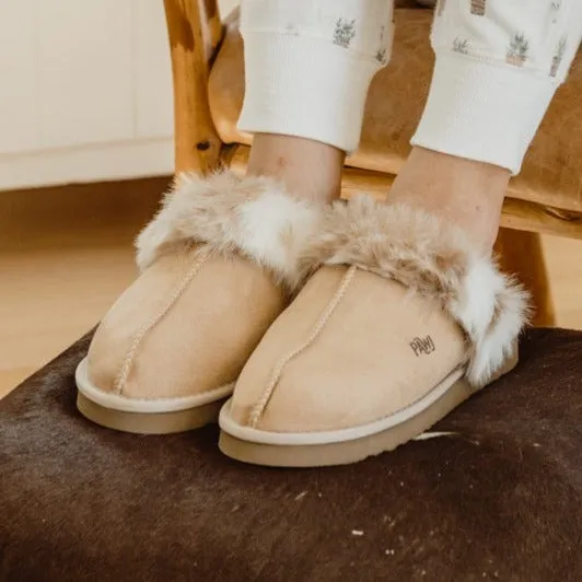 [Defective] PAWJ Slippers | Tan / Snow Leopard