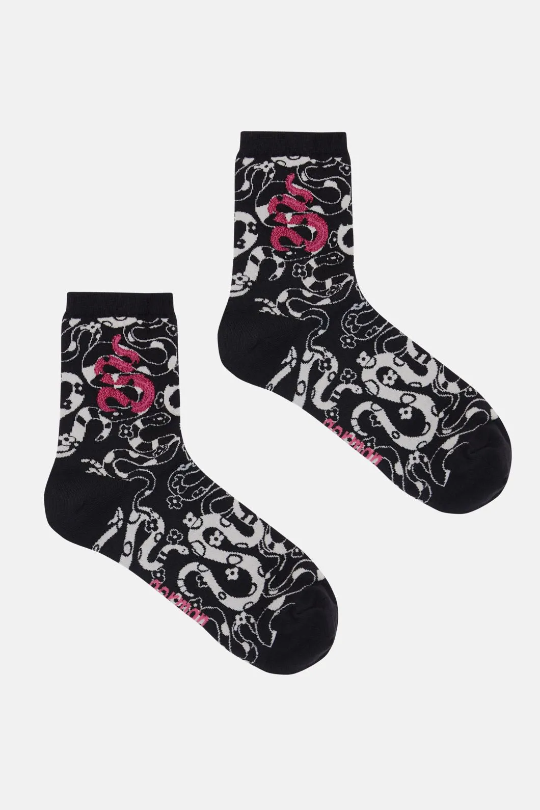 Floral Snake Sock Black