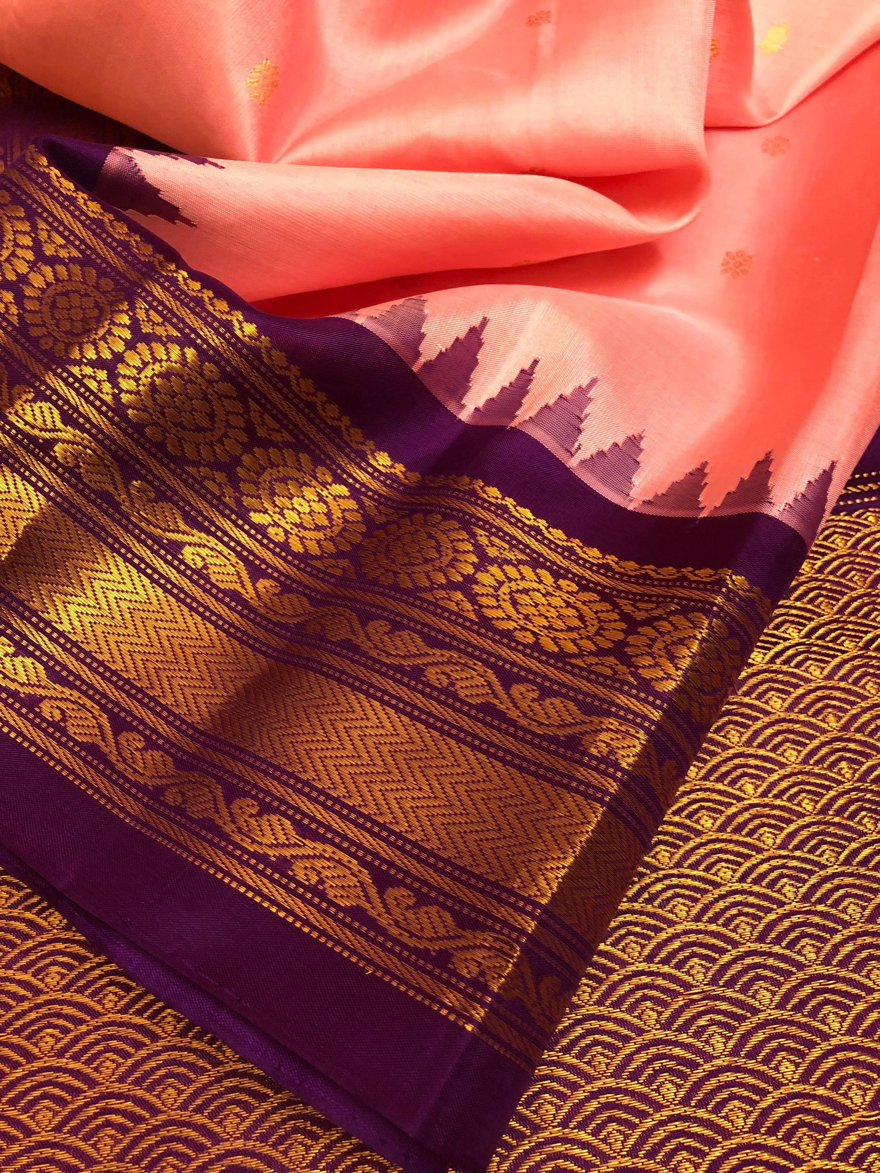 French Pink Color Pure Gadwal Silk Saree