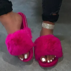 Furry Slippers Fluffy Plush Slippers