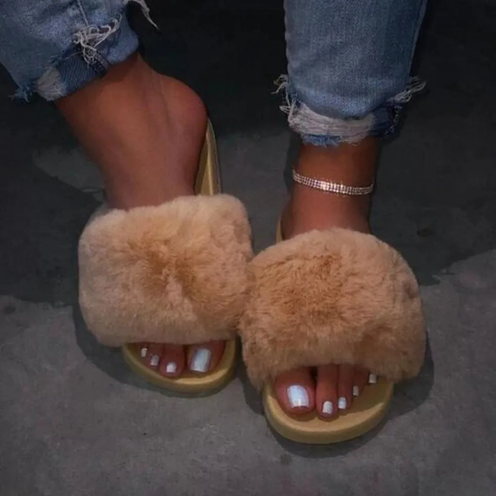 Furry Slippers Fluffy Plush Slippers