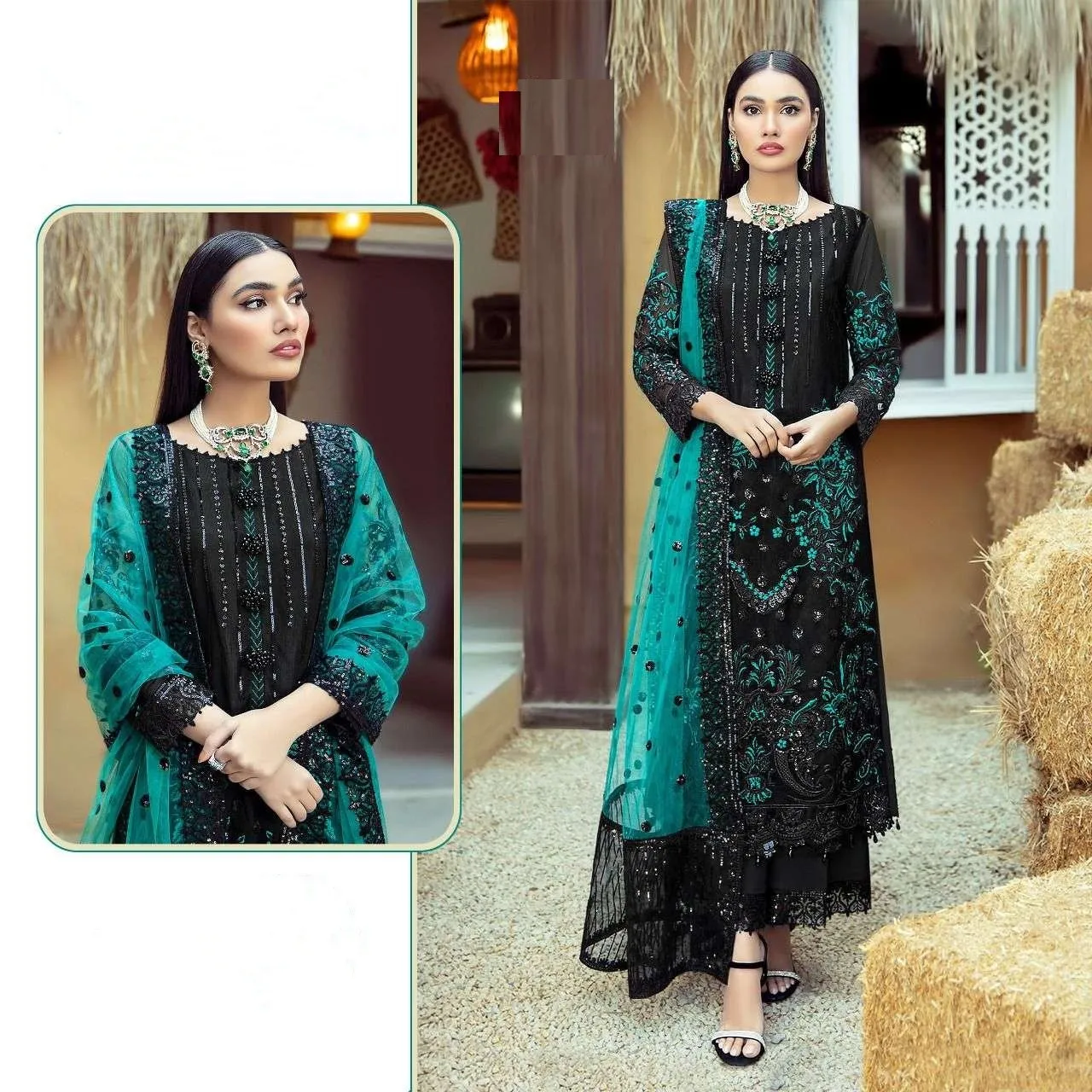 Heavy Embroidery Foux Georgette Pakistani Style Suit