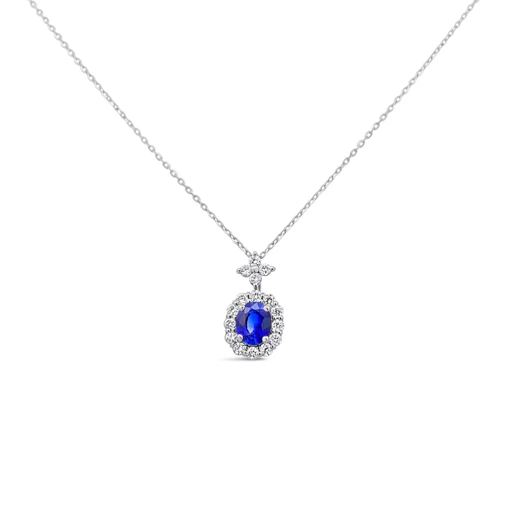 Irisa by Martin Binder Blue Sapphire & Diamond Halo Necklace