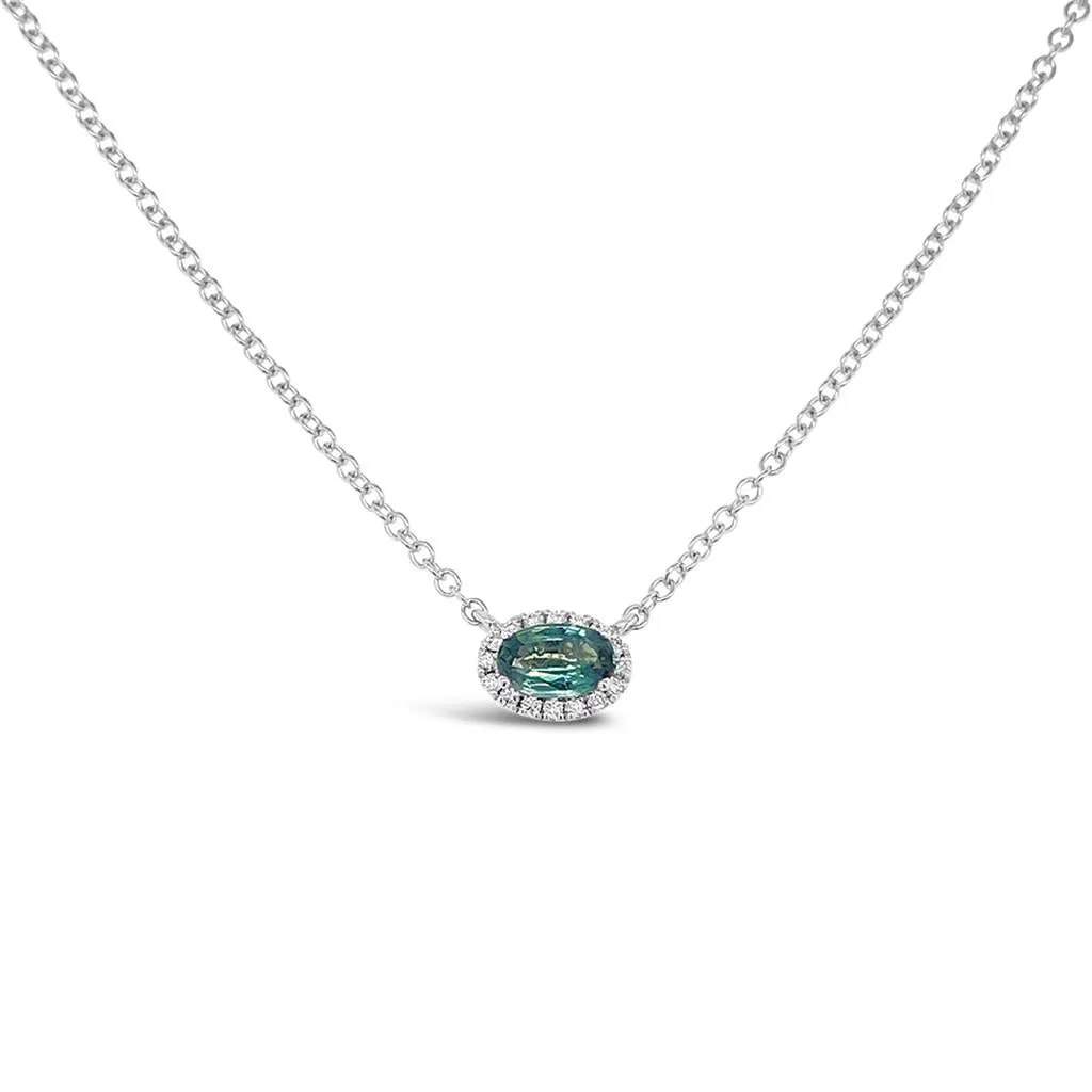 Irisa by Martin Binder Oval Alexandrite & Diamond Halo Necklace