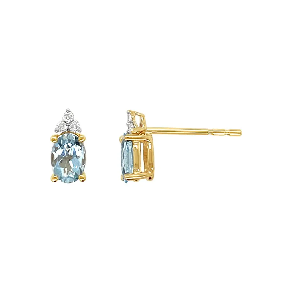 Irisa by Martin Binder Oval Aquamarine & Diamond Stud Earrings