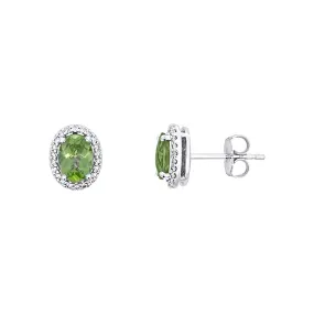 Irisa by Martin Binder Oval Peridot & Diamond Halo Earrings