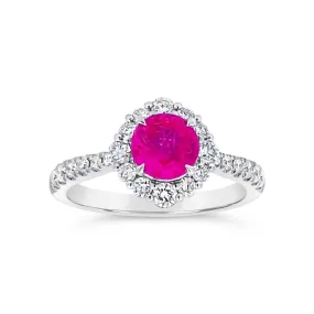 Irisa by Martin Binder Round Ruby & Diamond Halo Ring