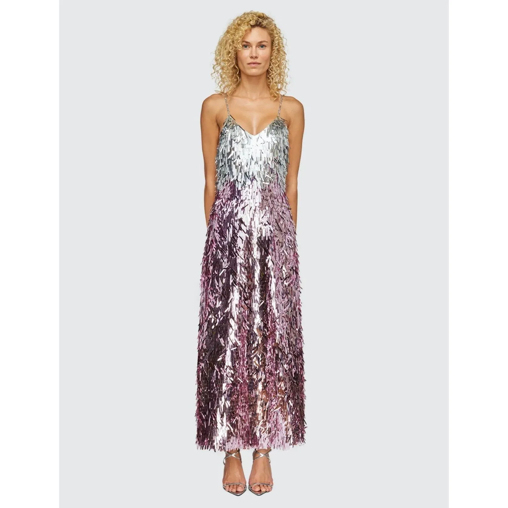 LEO LIN Taylor Sequin Lowback Maxi Dress