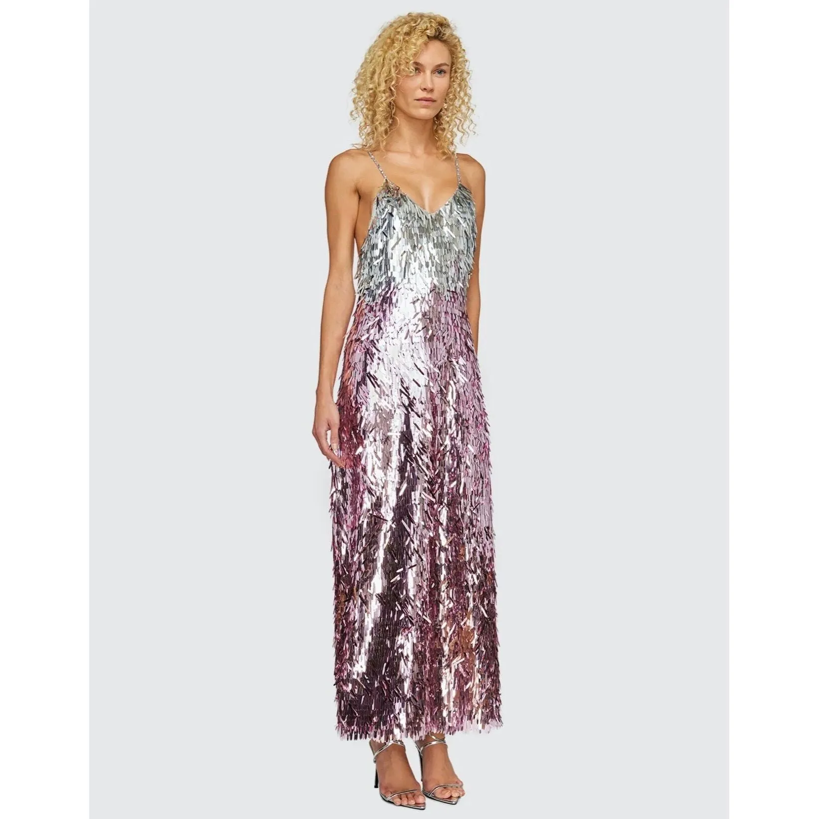 LEO LIN Taylor Sequin Lowback Maxi Dress