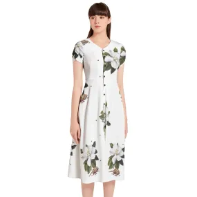 Magnolia Moment Puff Sleeve Button Through Dress