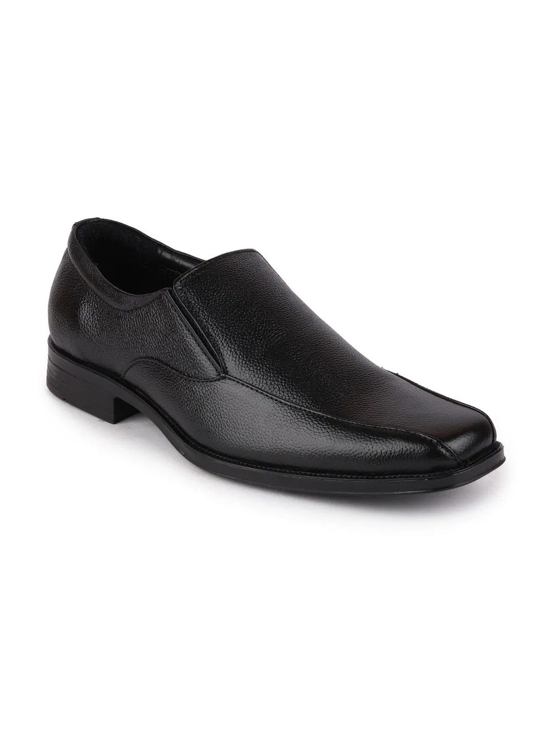 Men Black Plus Size Genuine Leather Formal Slip On Shoes