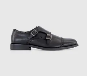 Mens Office Myles Double Strap Monk Black Leather