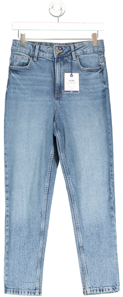 New Look Blue Tori Slim Fit Comfort Stretch Mom Jeans UK 8