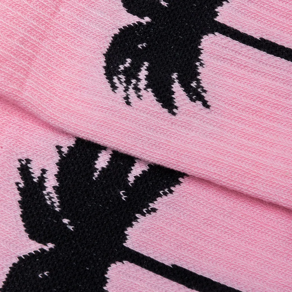 Palm Socks - Baby Pink/Black