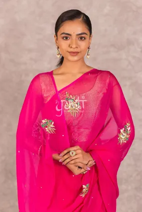 Pink Chiffon Saree