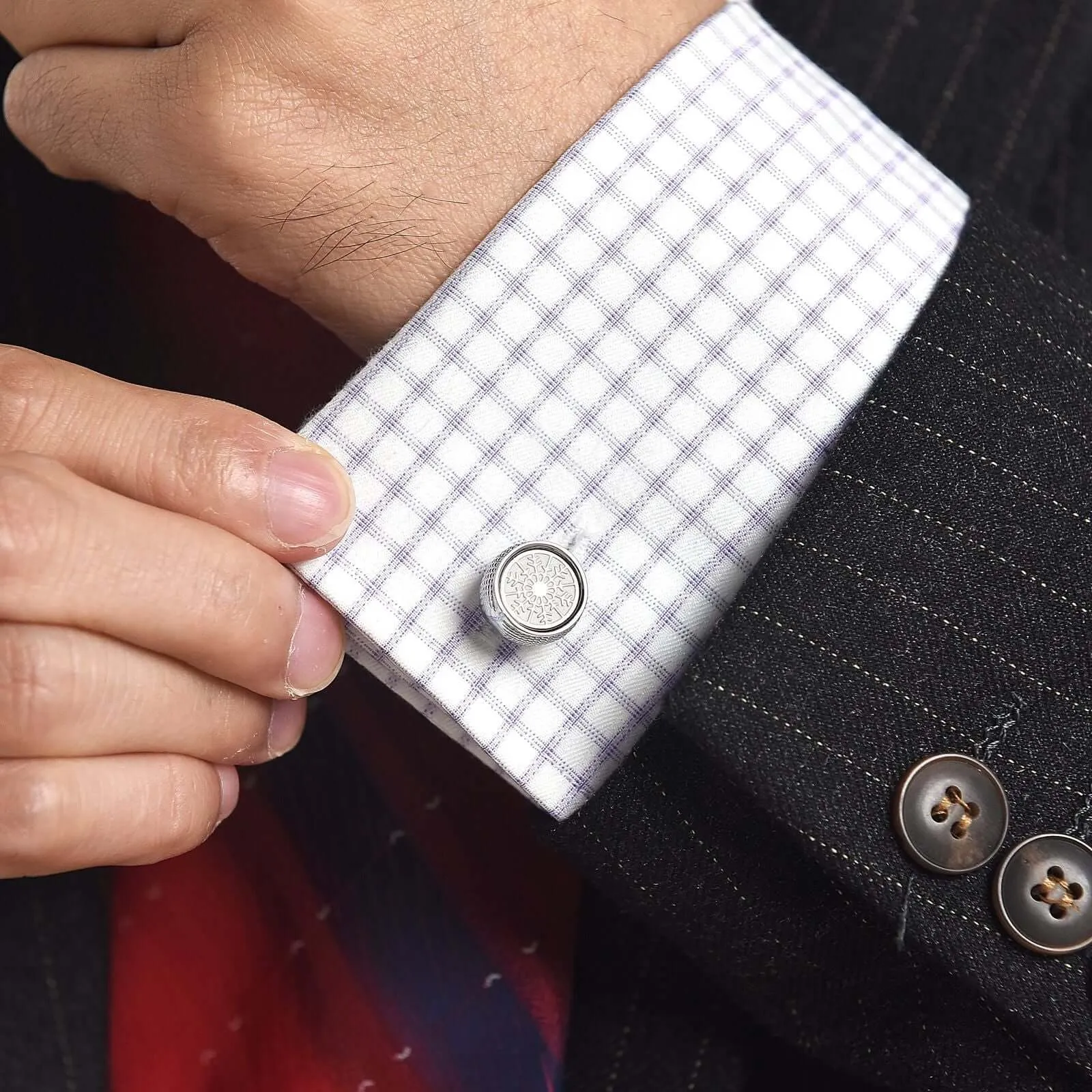 Round Vintage Snow Pattern Cufflinks