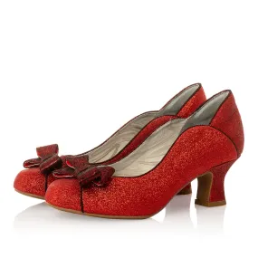 Ruby Shoo Robyn Red Glitter Comfort Court Shoes