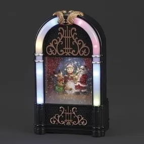 Santa's Jukebox Jam Snow Globe - Retro Musical Magic with USB and Battery Power