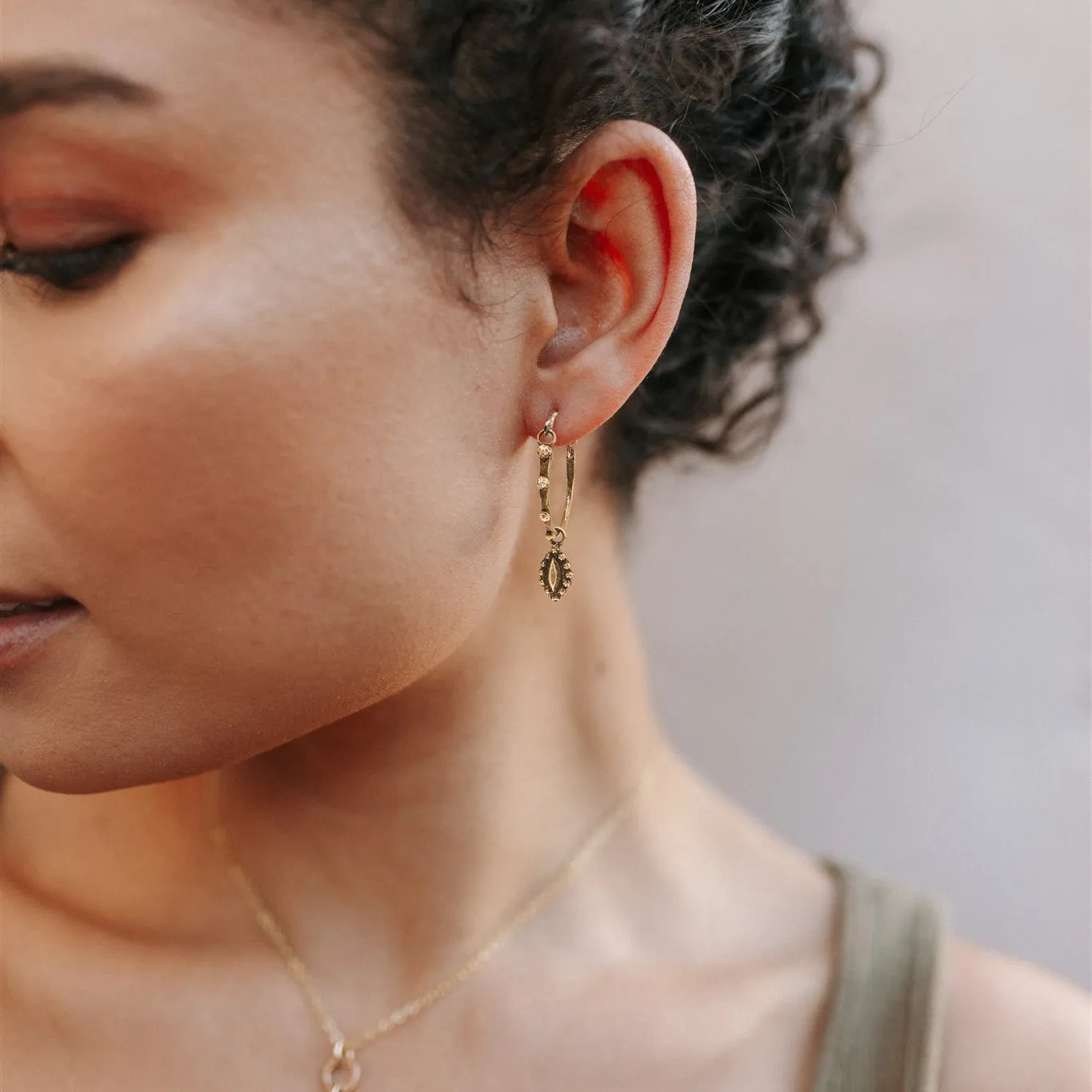 SPARKLE RIVETED Midi Hoops - Bronze