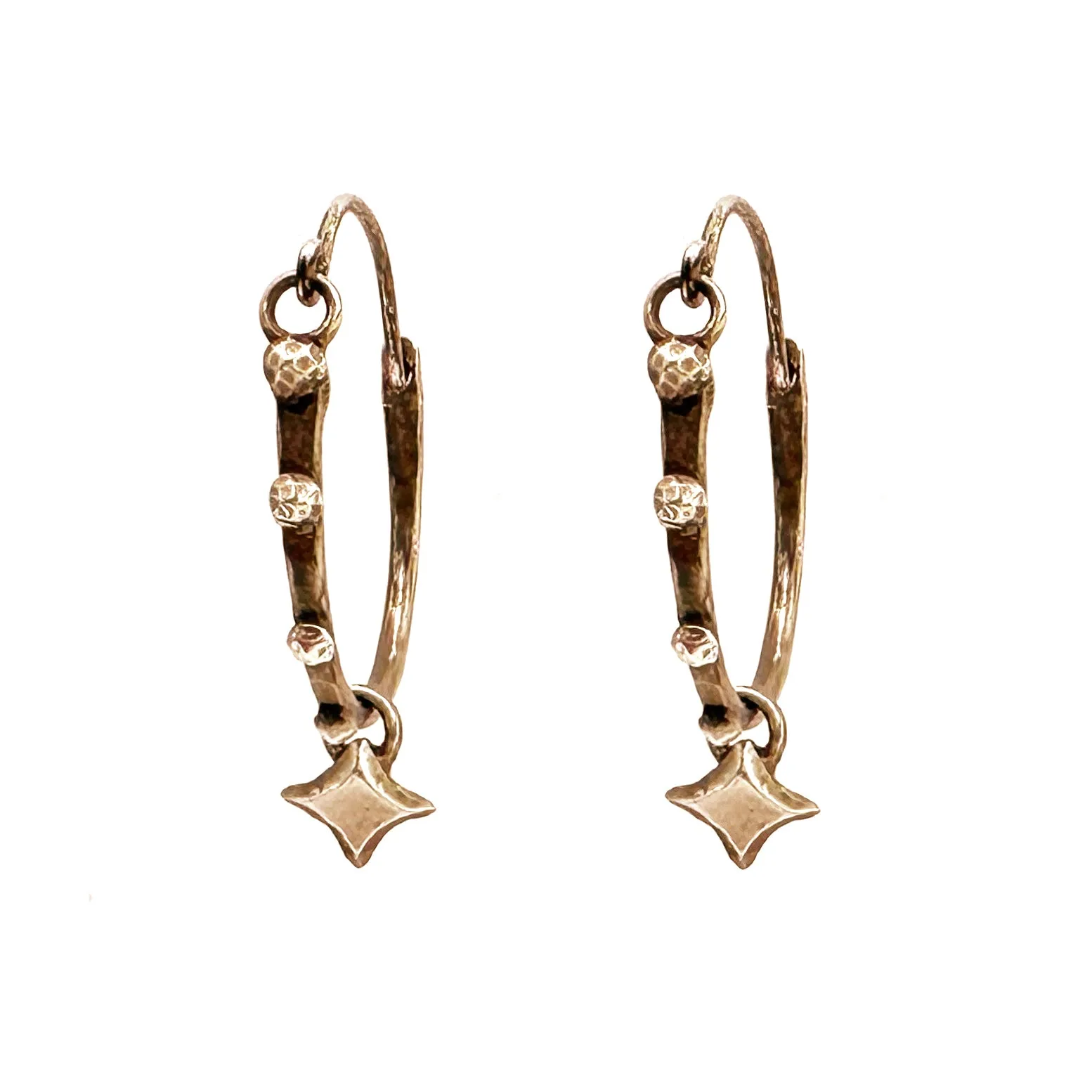 SPARKLE RIVETED Midi Hoops - Bronze