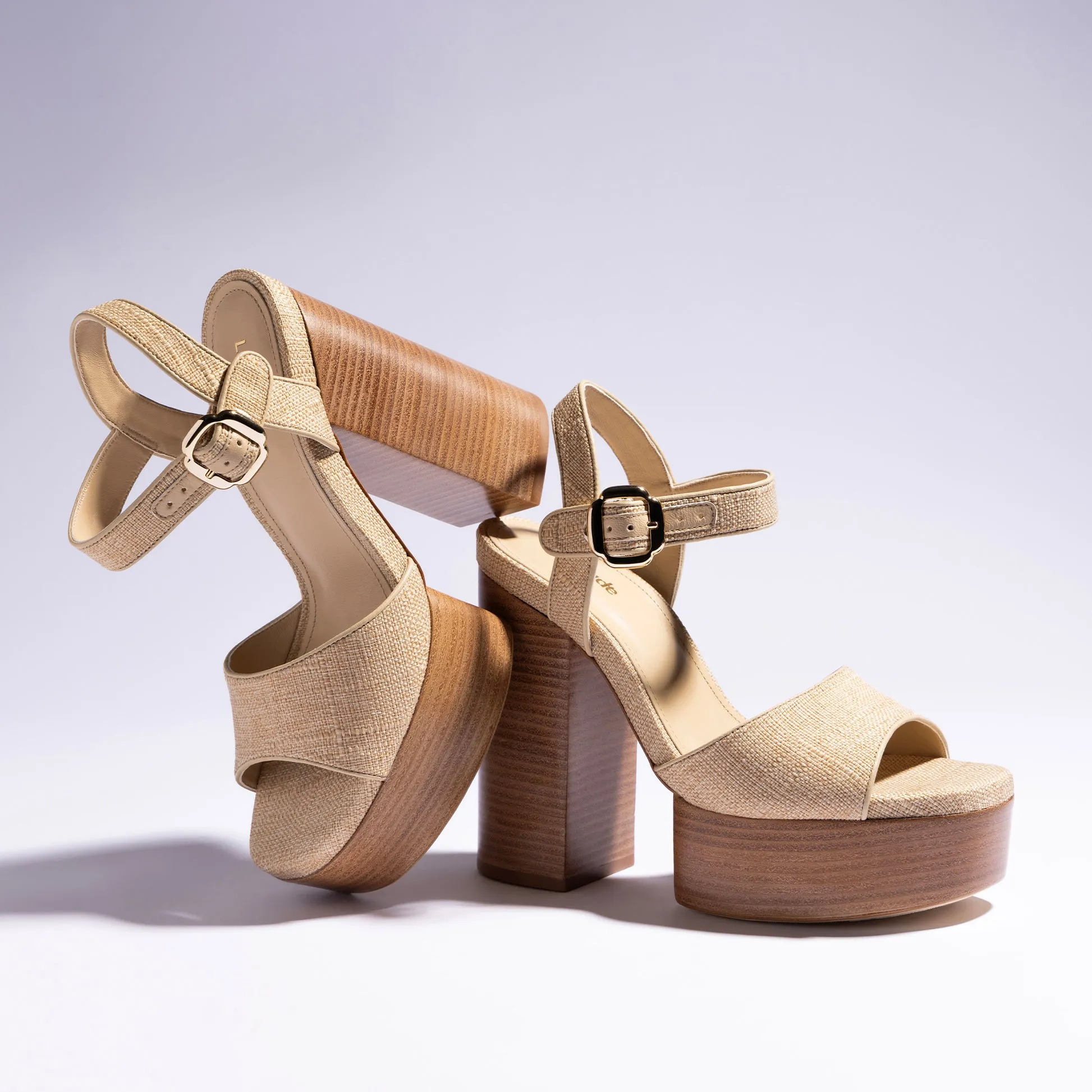 Vanessa Platform Sandal In Beige Raffia