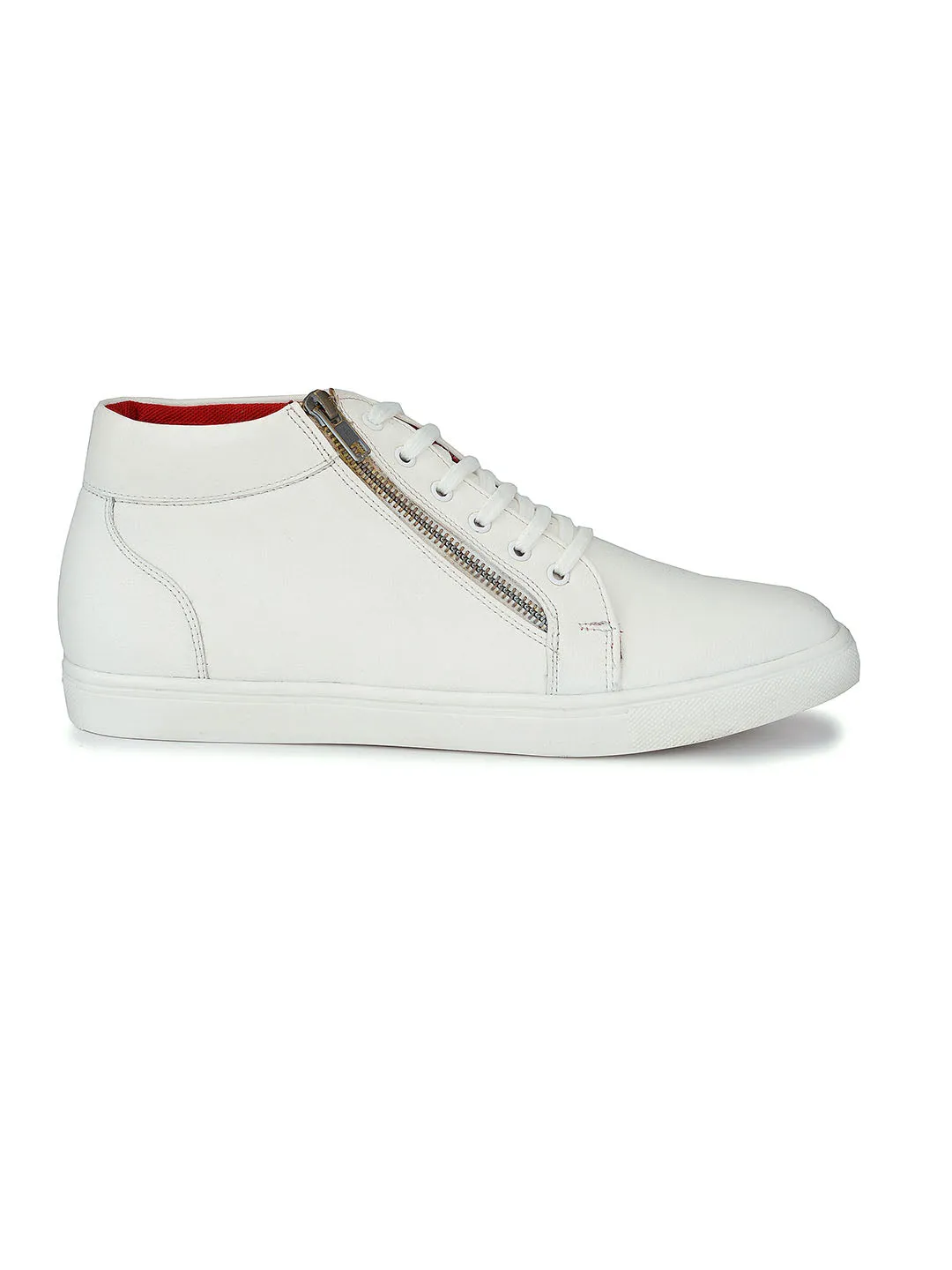 White High Ankle Zipped Sneakers