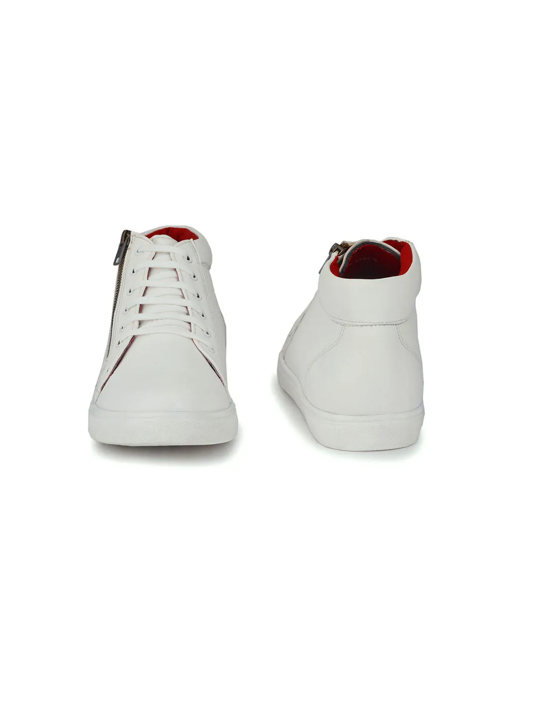 White High Ankle Zipped Sneakers