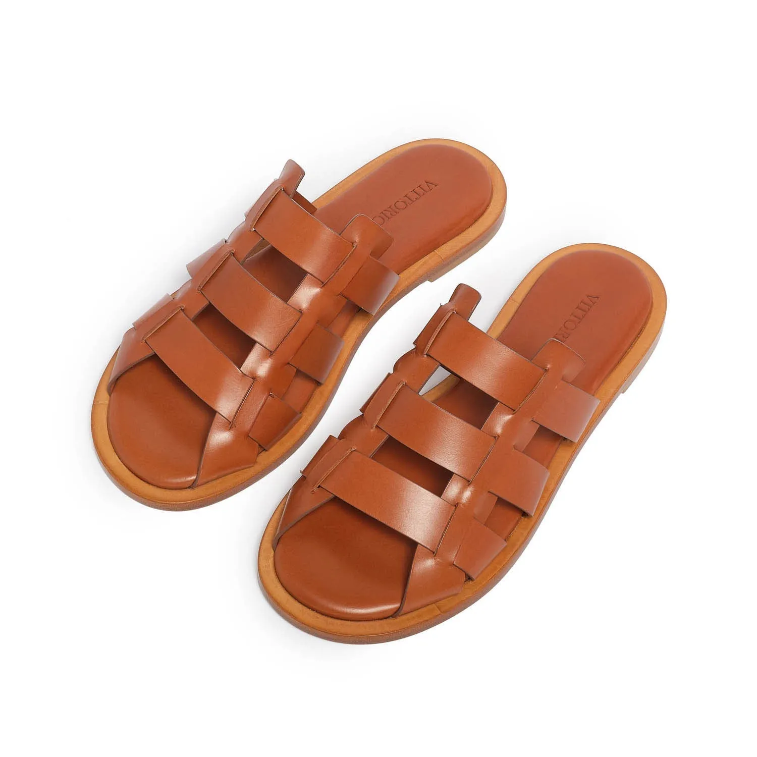 Women's leather slider sandal