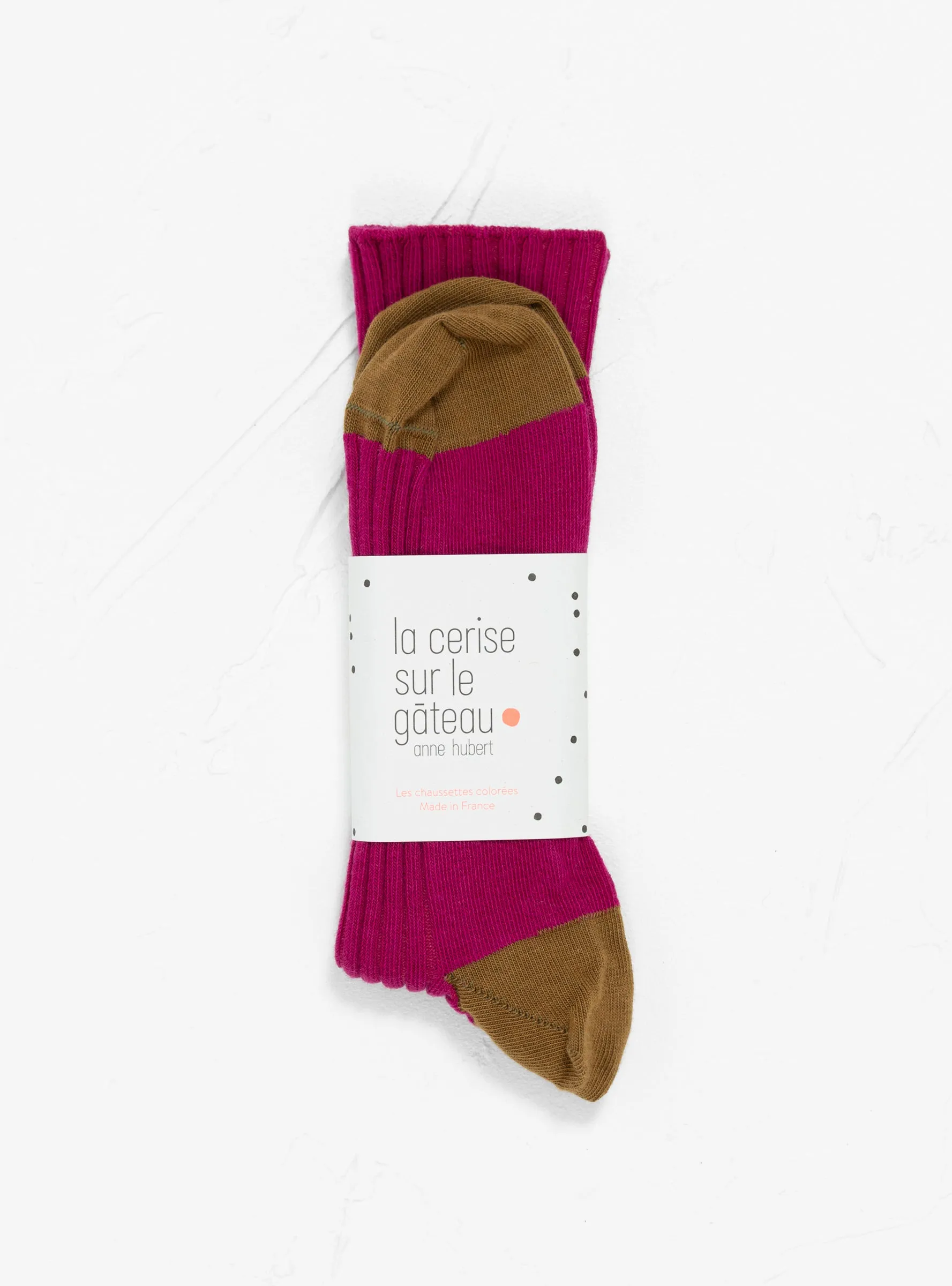 Yvette Socks Cardinal Pink & Khaki